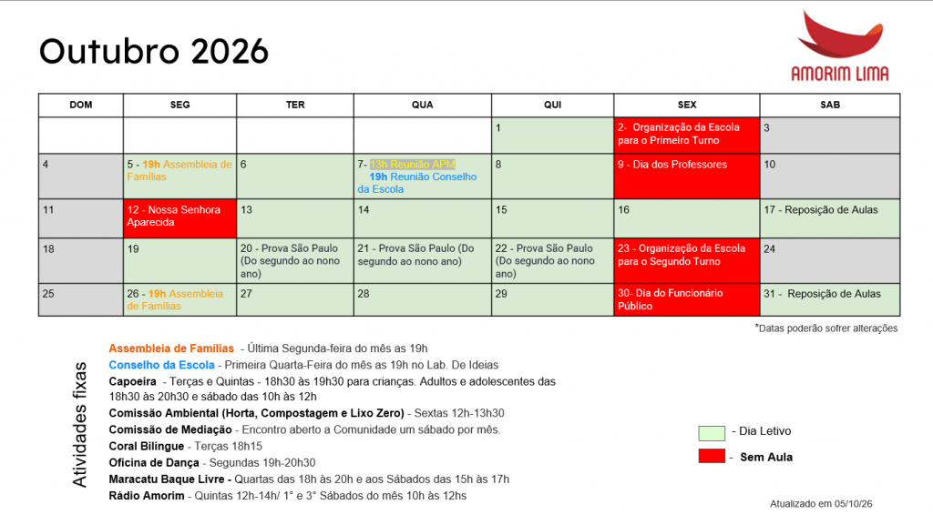 Calendário 2026