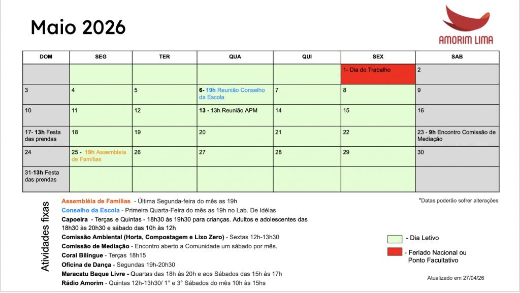 Calendário 2026